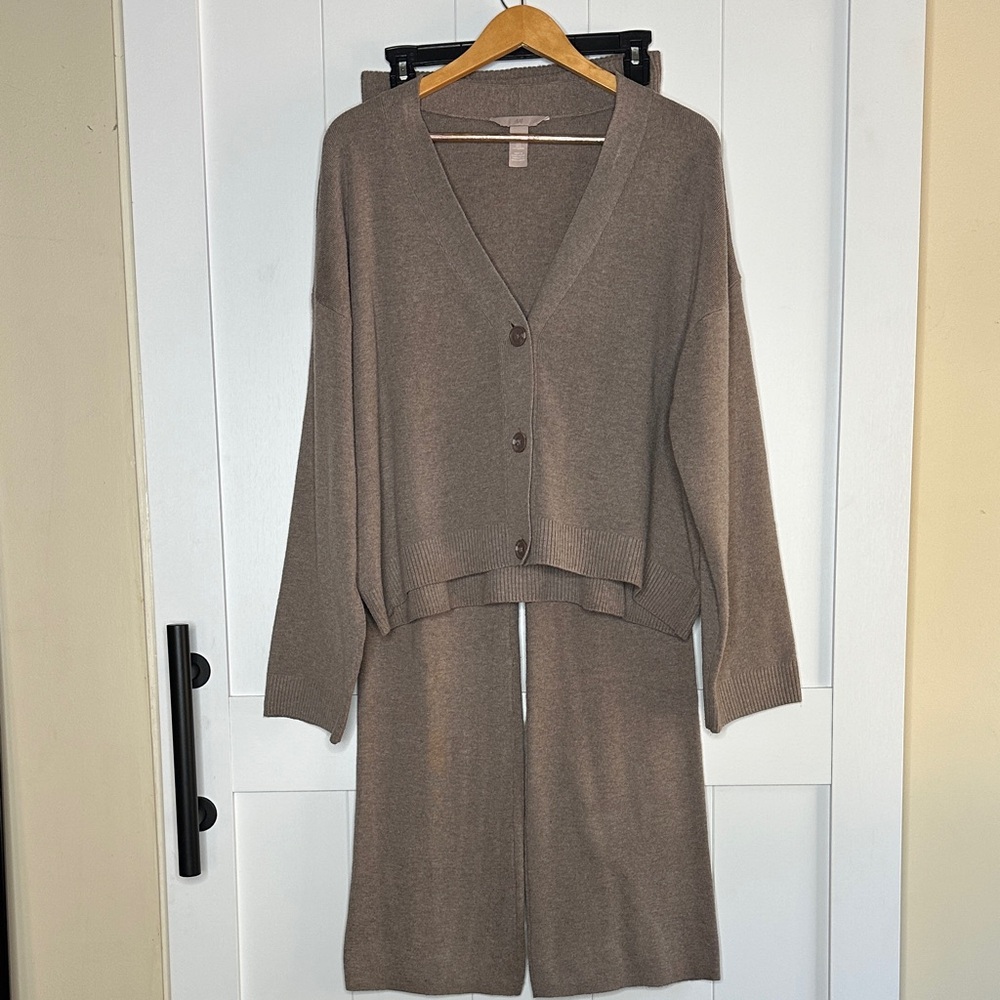 H&M Brown Knit Cardigan and Pants Set